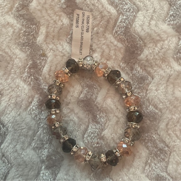 2 NWT crystal bead bracelets. One is amber colored other is ink gray and clear - Picture 4 of 4